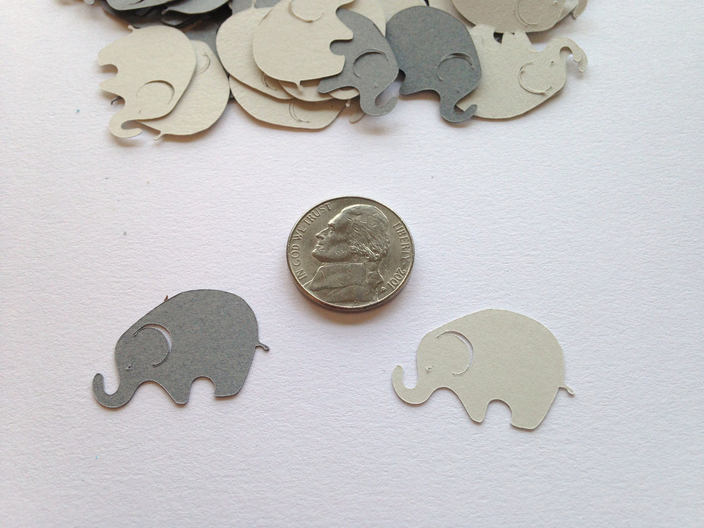 100 Elephant Confetti Cutouts – 1 Inch Dark Gray Light Gray Paper Elephants for Baby Shower, Scrapbooking & Craft Supplies