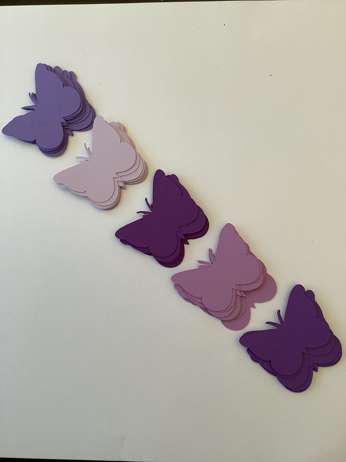 2 Inch Purple Butterfly Die Cuts, 50 Cardstock Butterflies, Shades of Purple Paper Cutouts, Scrapbook Embellishments, Baby Shower Decor
