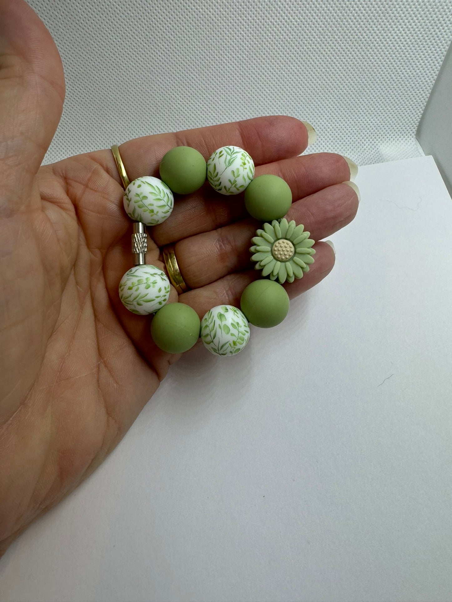 Green Floral Daisy Cup Charm