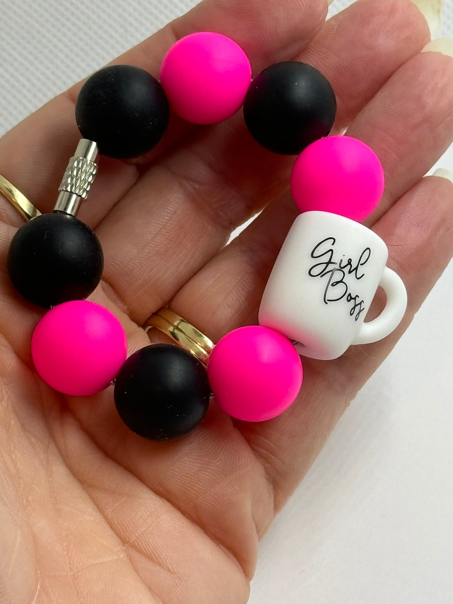 Girl Boss Cup Charm Tumbler Hot Pink Black
