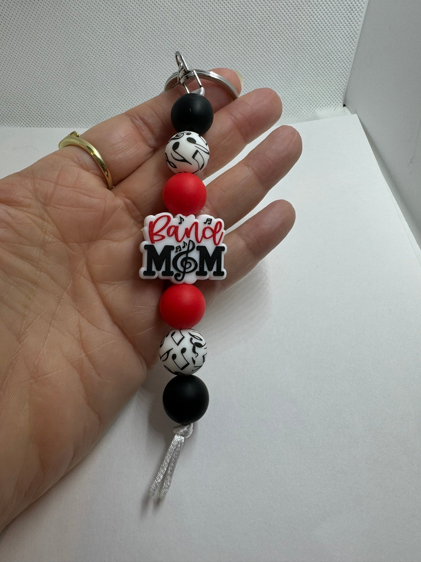 Band Mom Silicone Bead Keychain