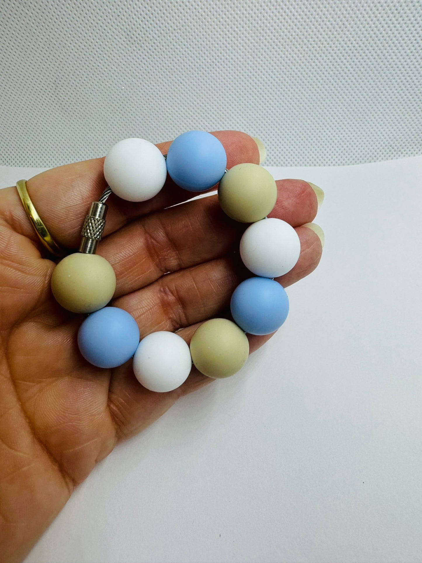 Blue White Tan Cup Charm