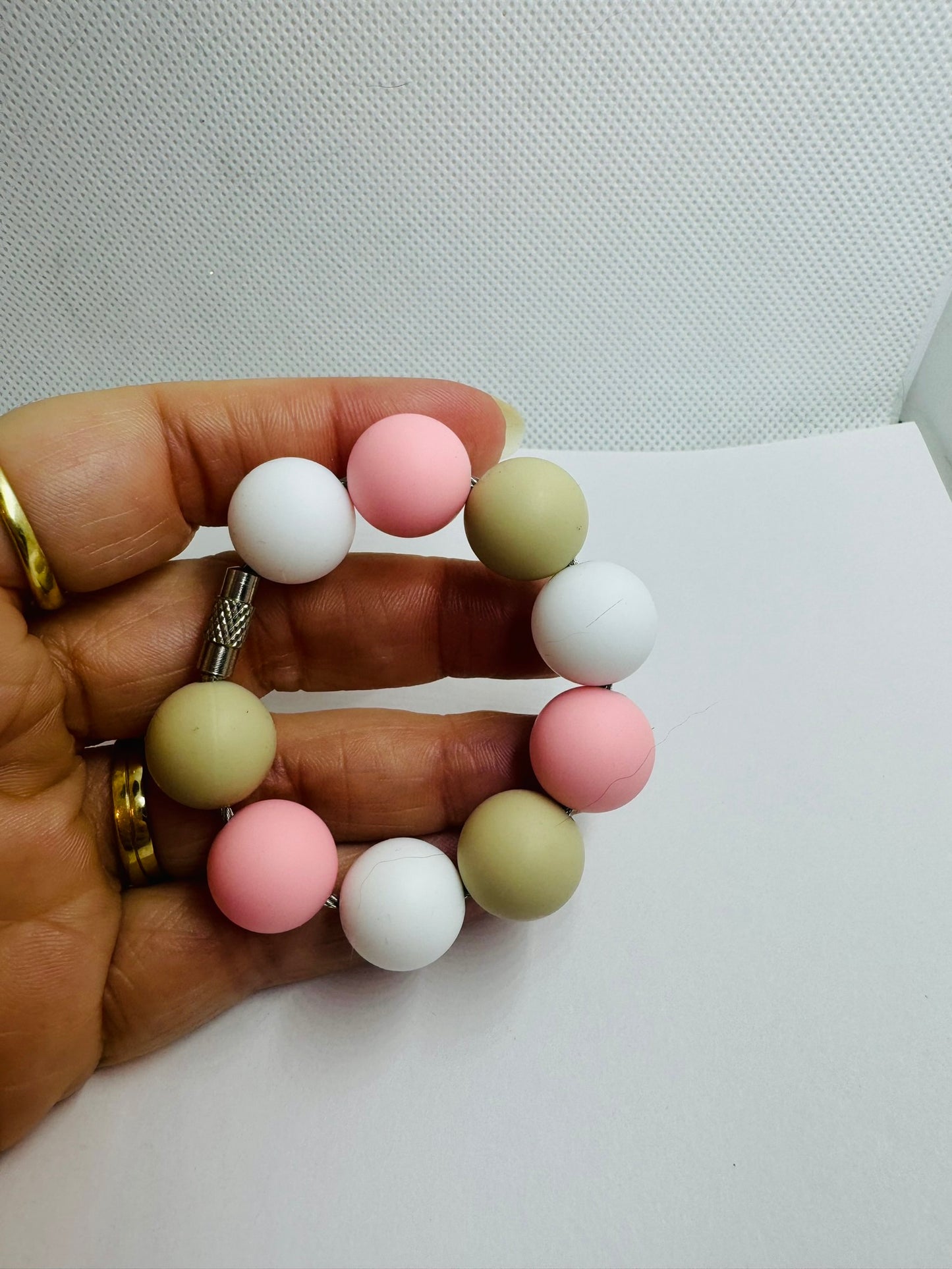 Pink White Tan Cup Charm