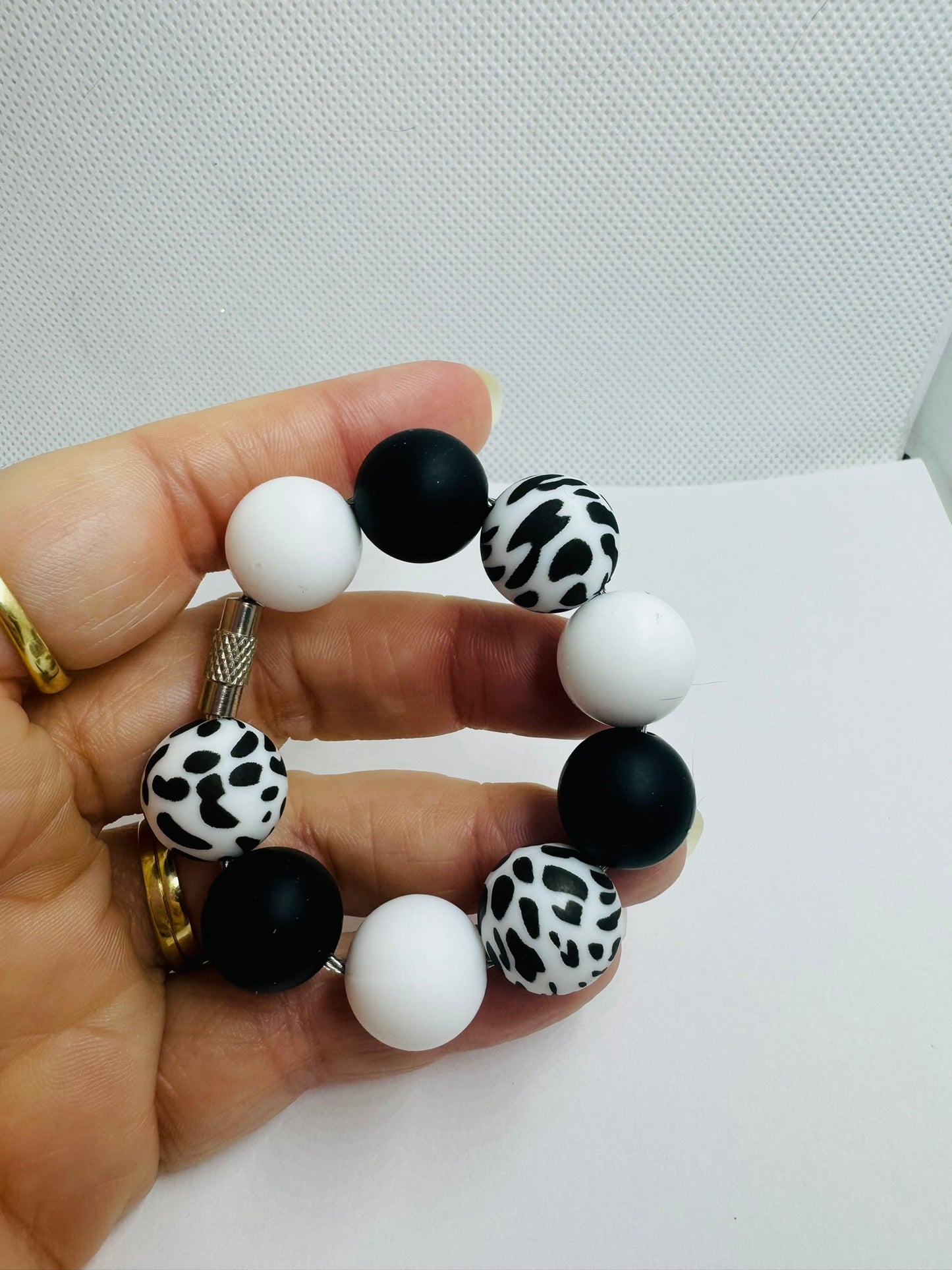 Black White Cow Cup Charm