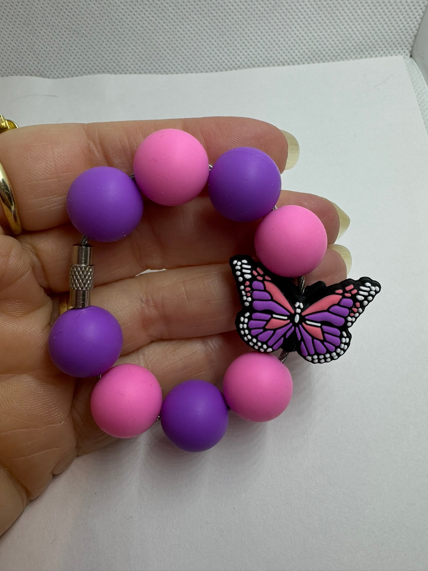 Pink Purple Butterfly Cup Charm