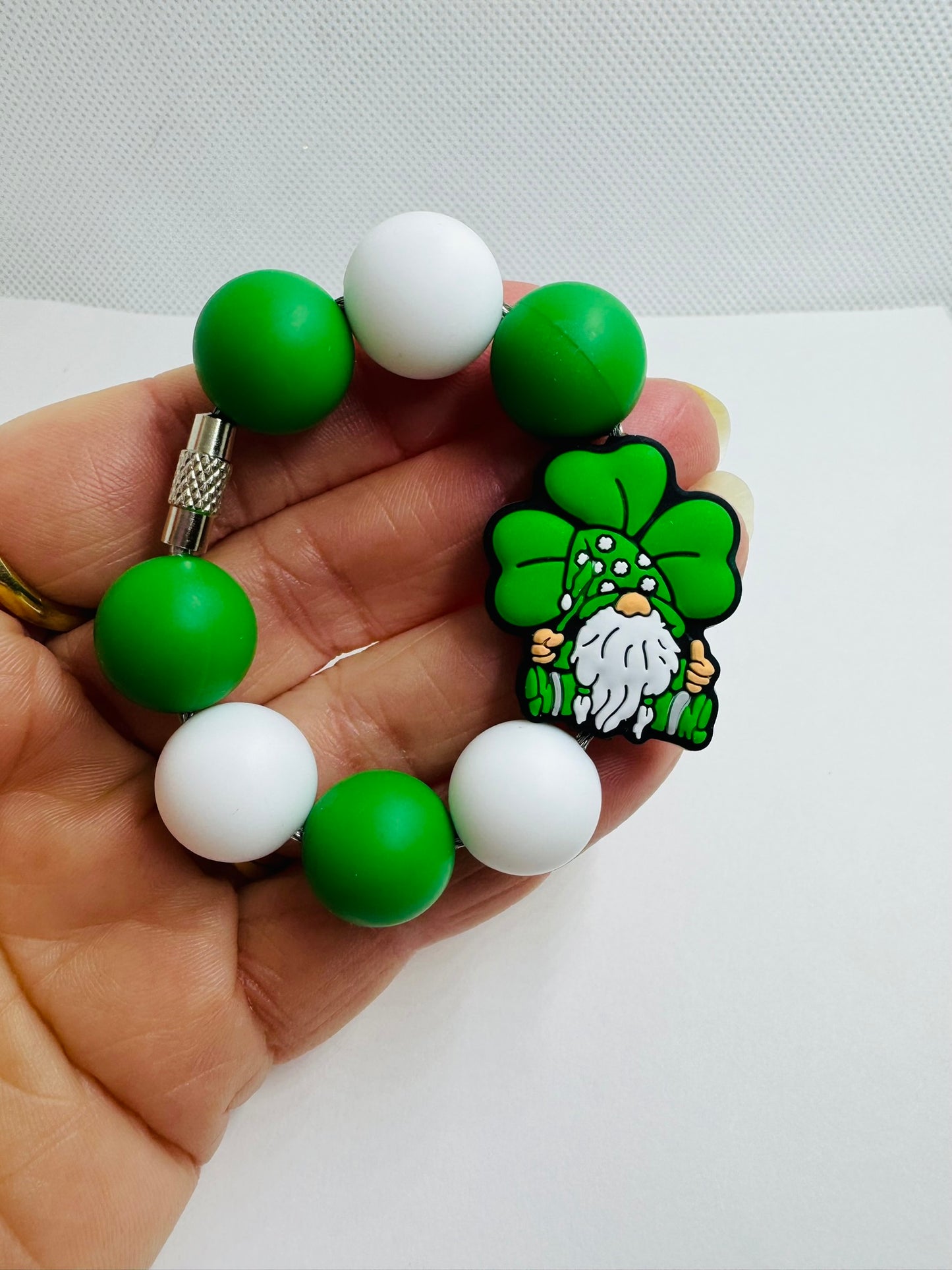 St Patrick's Day Shamrock Gnome Cup Charm