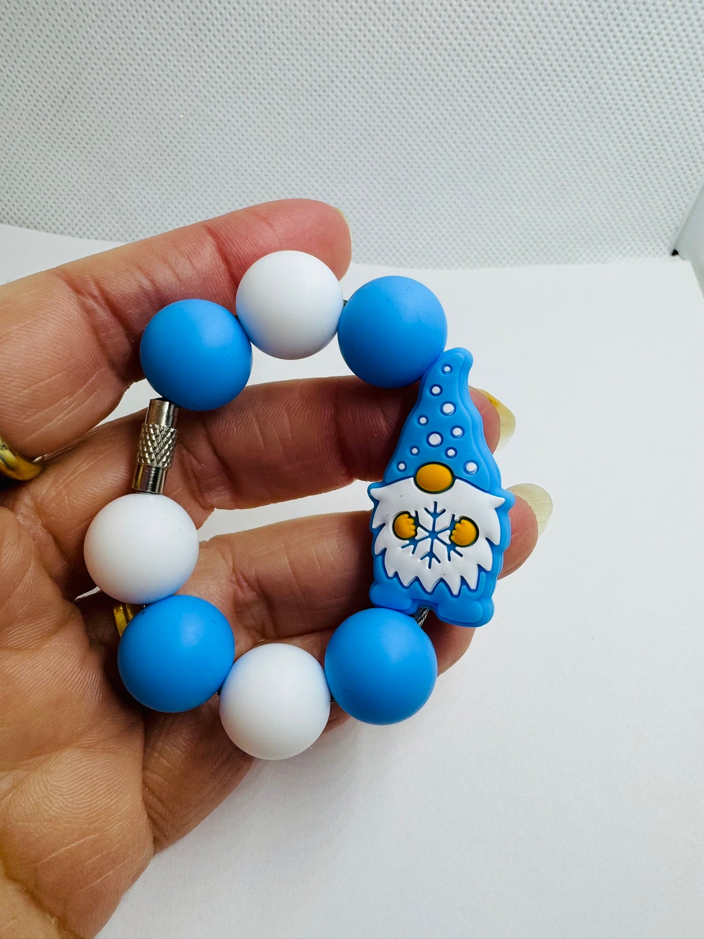 Blue Snowflake Gnome Cup Charm