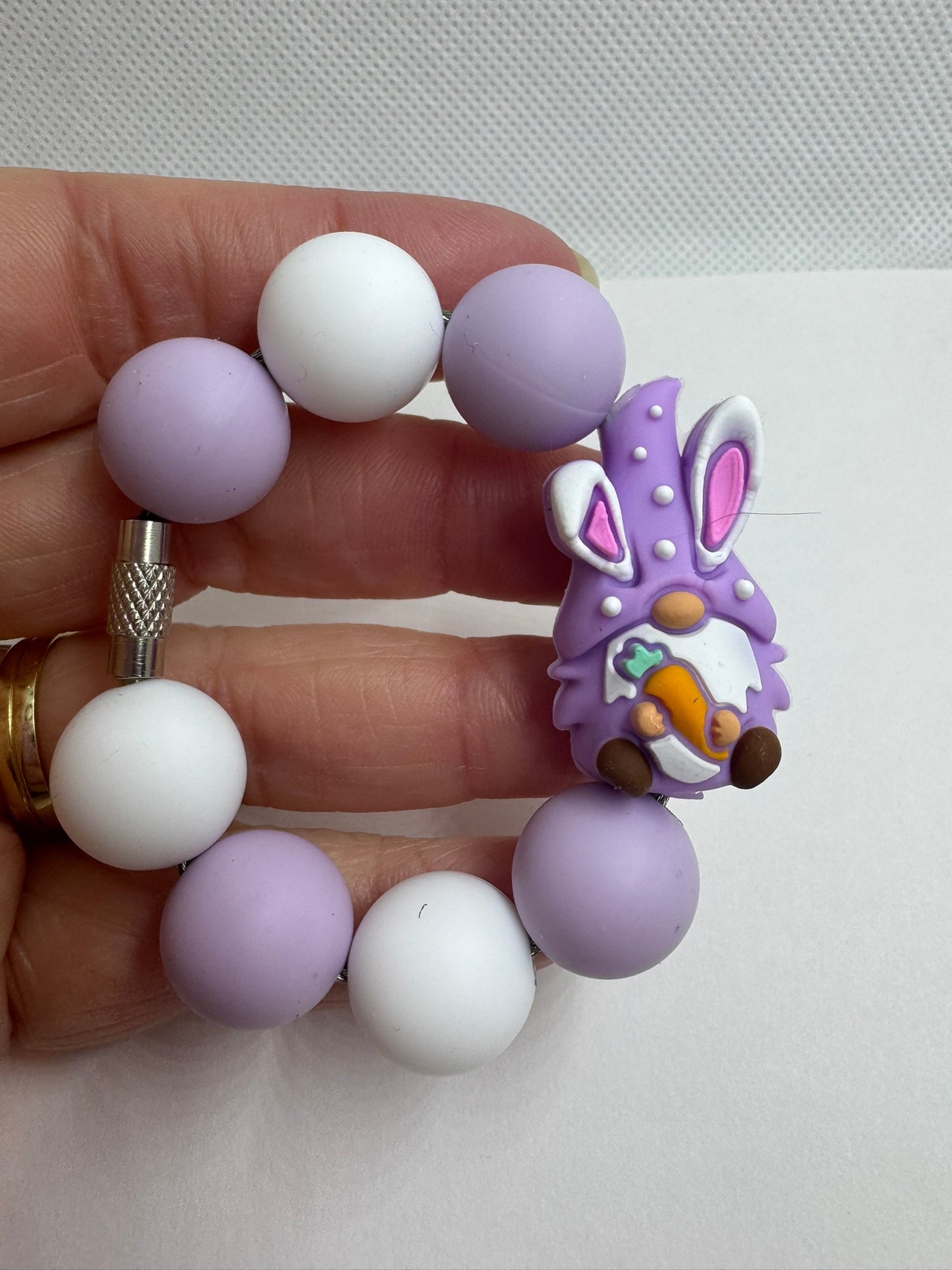 Easter Bunny Gnome Cup Charm Purple