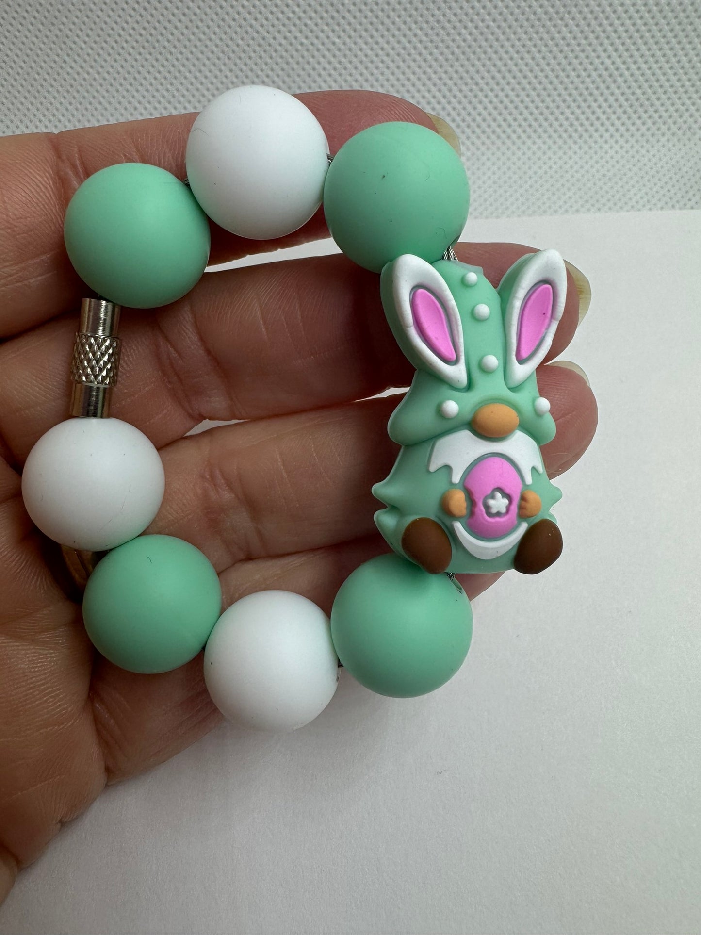 Easter Bunny Gnome Cup Charm Green