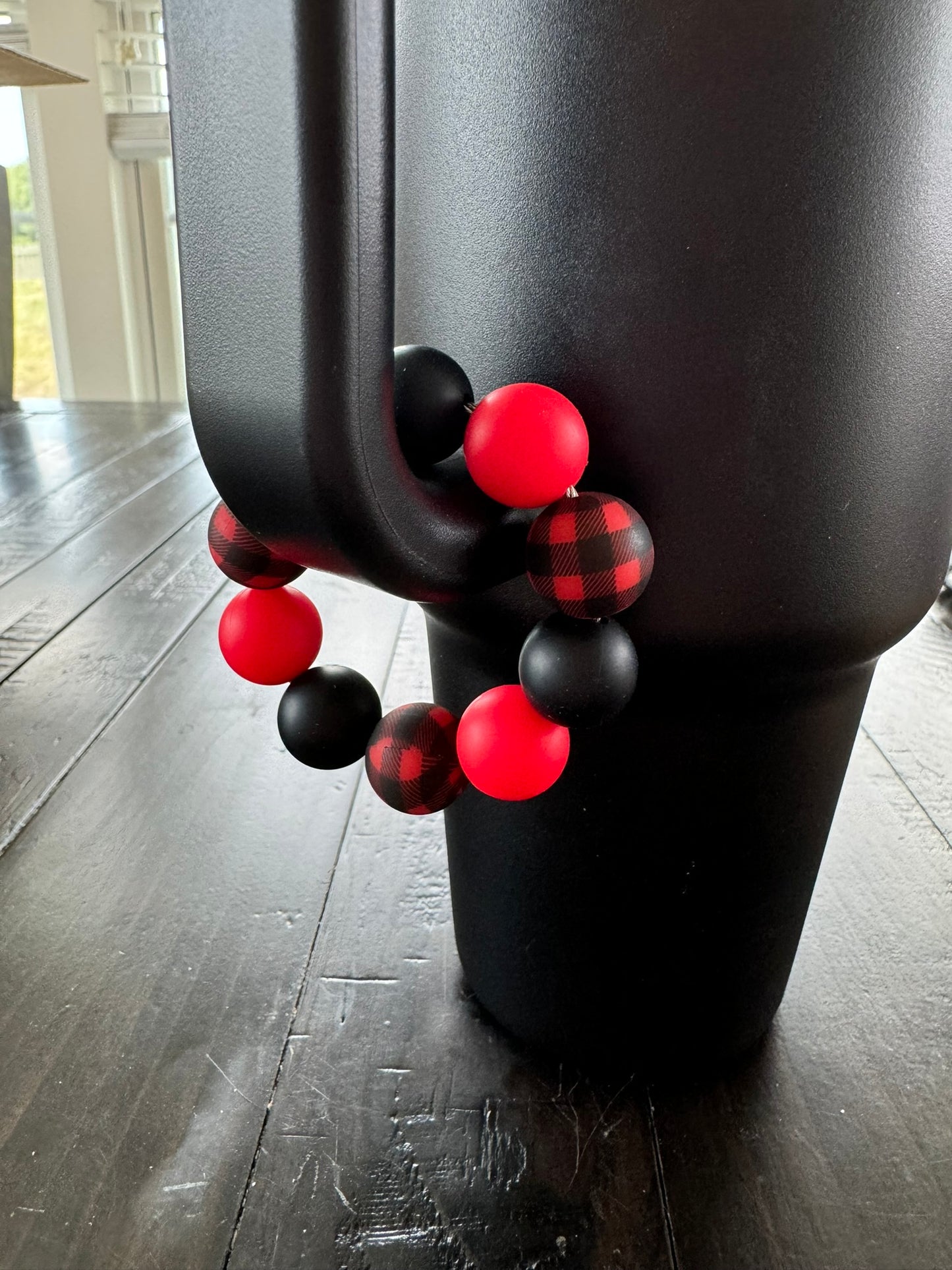 Red Black Check Cup Charm