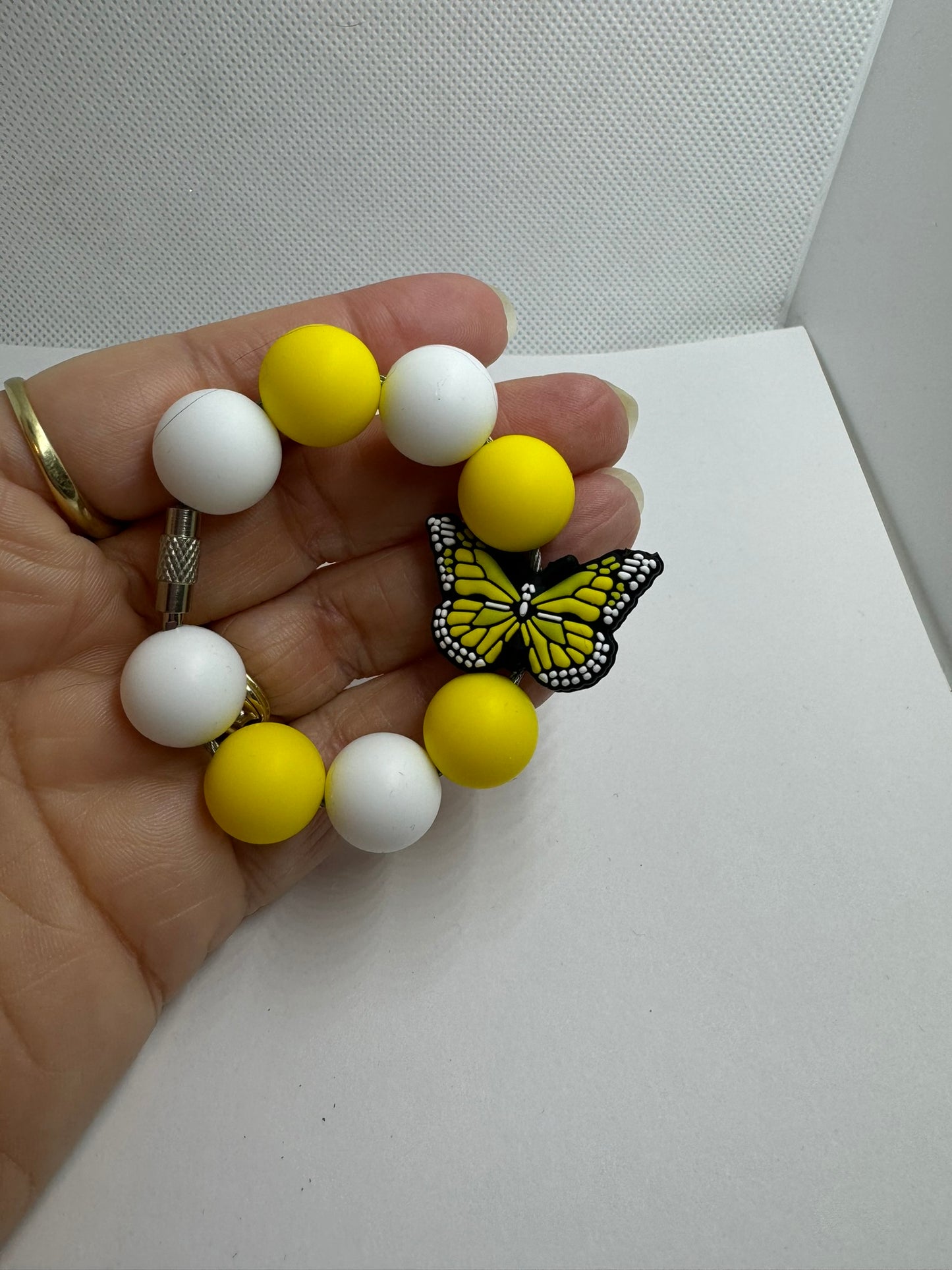 Yellow White Butterfly Cup Charm