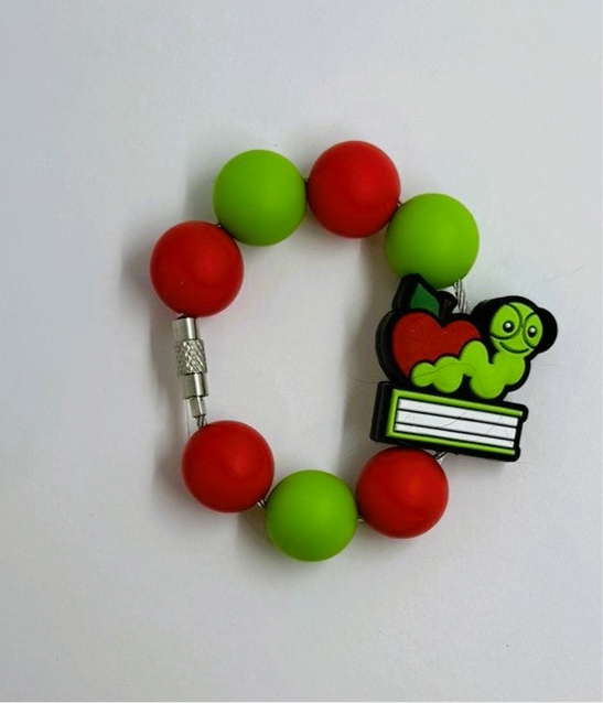 Red Green Apple Book Worm Cup Charm