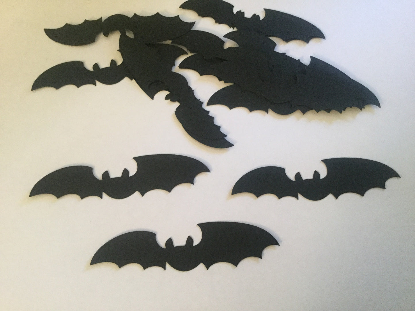 50 black cardstock bat die cuts for Halloween party table decorations, scrapbook projects, card making, and DIY crafts