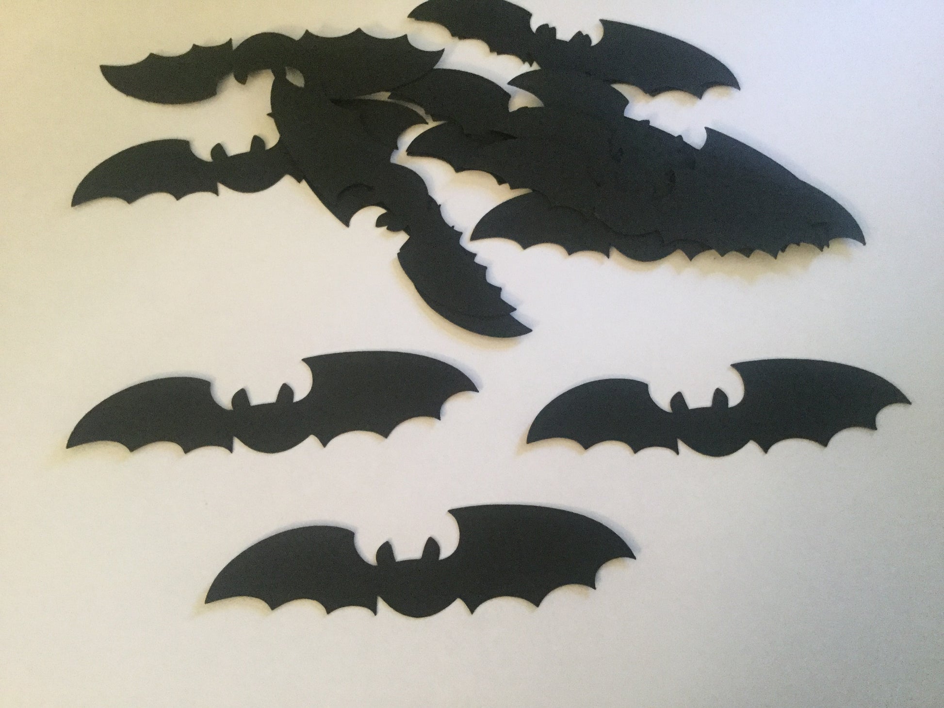 50 black cardstock bat die cuts for Halloween party table decorations, scrapbook projects, card making, and DIY crafts