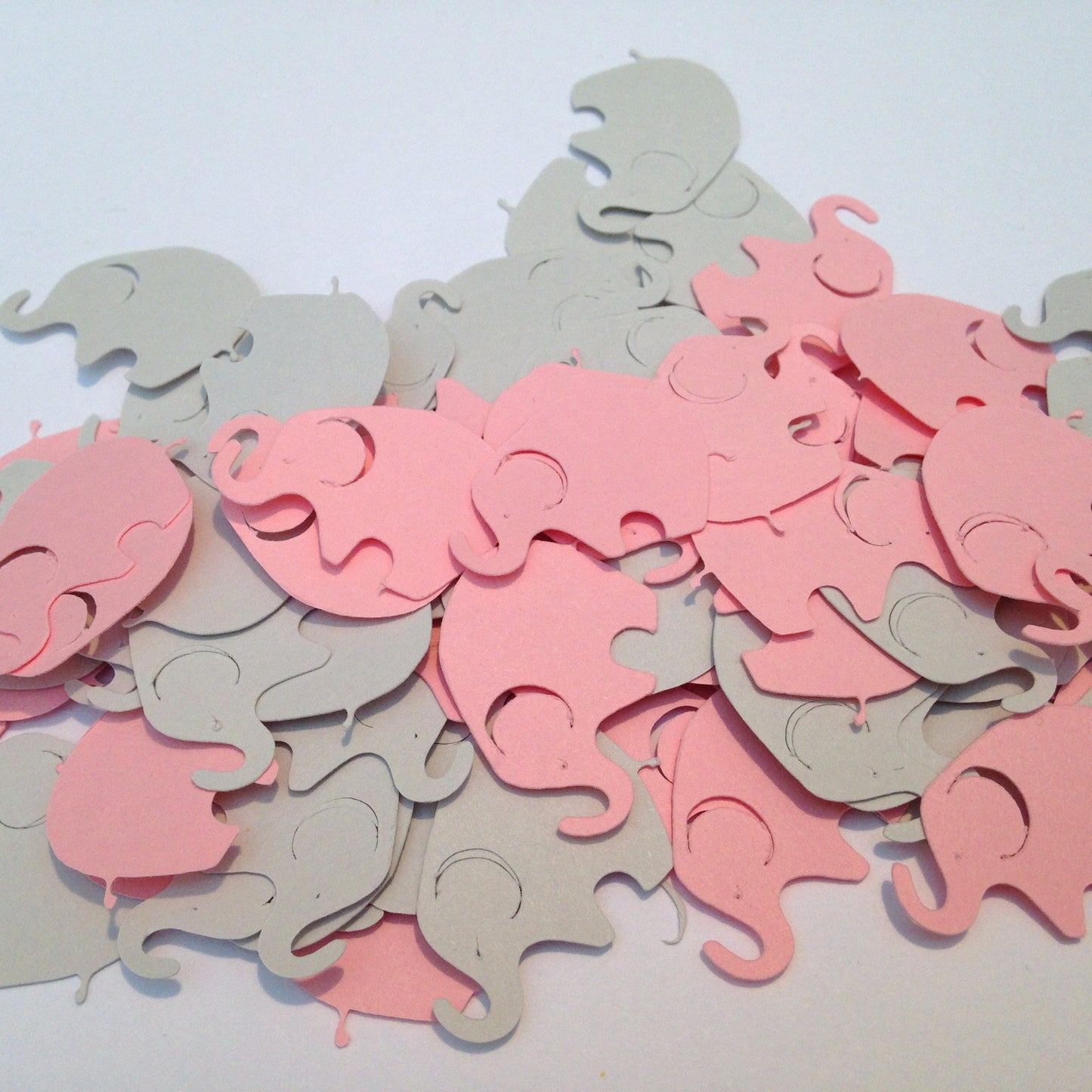 Elephant Confetti - Pink Gray Elephant - Elephant Die Cut - Elephant Cut Out - Elephant Baby Shower Decoration - Elephant Baby Shower