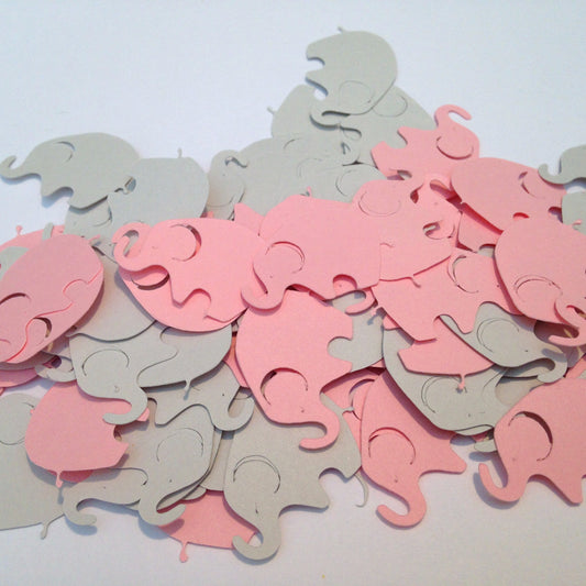 Elephant Confetti - Pink Gray Elephant - Elephant Die Cut - Elephant Cut Out - Elephant Baby Shower Decoration - Elephant Baby Shower