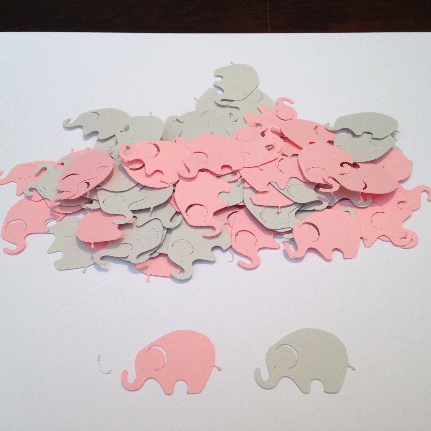 Elephant Confetti - Pink Gray Elephant - Elephant Die Cut - Elephant Cut Out - Elephant Baby Shower Decoration - Elephant Baby Shower
