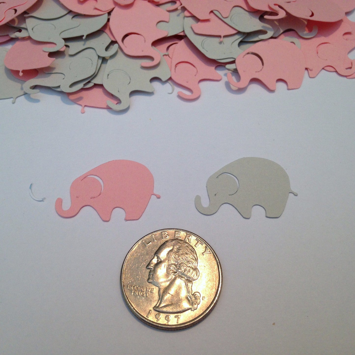 Elephant Confetti - Pink Gray Elephant - Elephant Die Cut - Elephant Cut Out - Elephant Baby Shower Decoration - Elephant Baby Shower