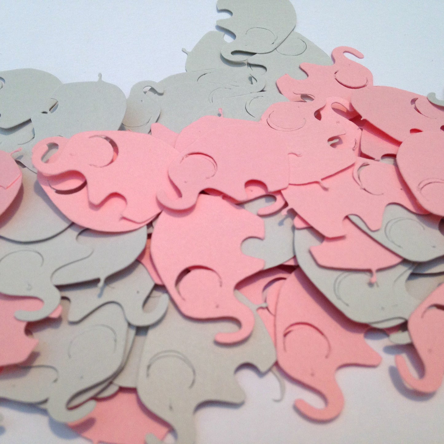 Elephant Confetti - Pink Gray Elephant - Elephant Die Cut - Elephant Cut Out - Elephant Baby Shower Decoration - Elephant Baby Shower