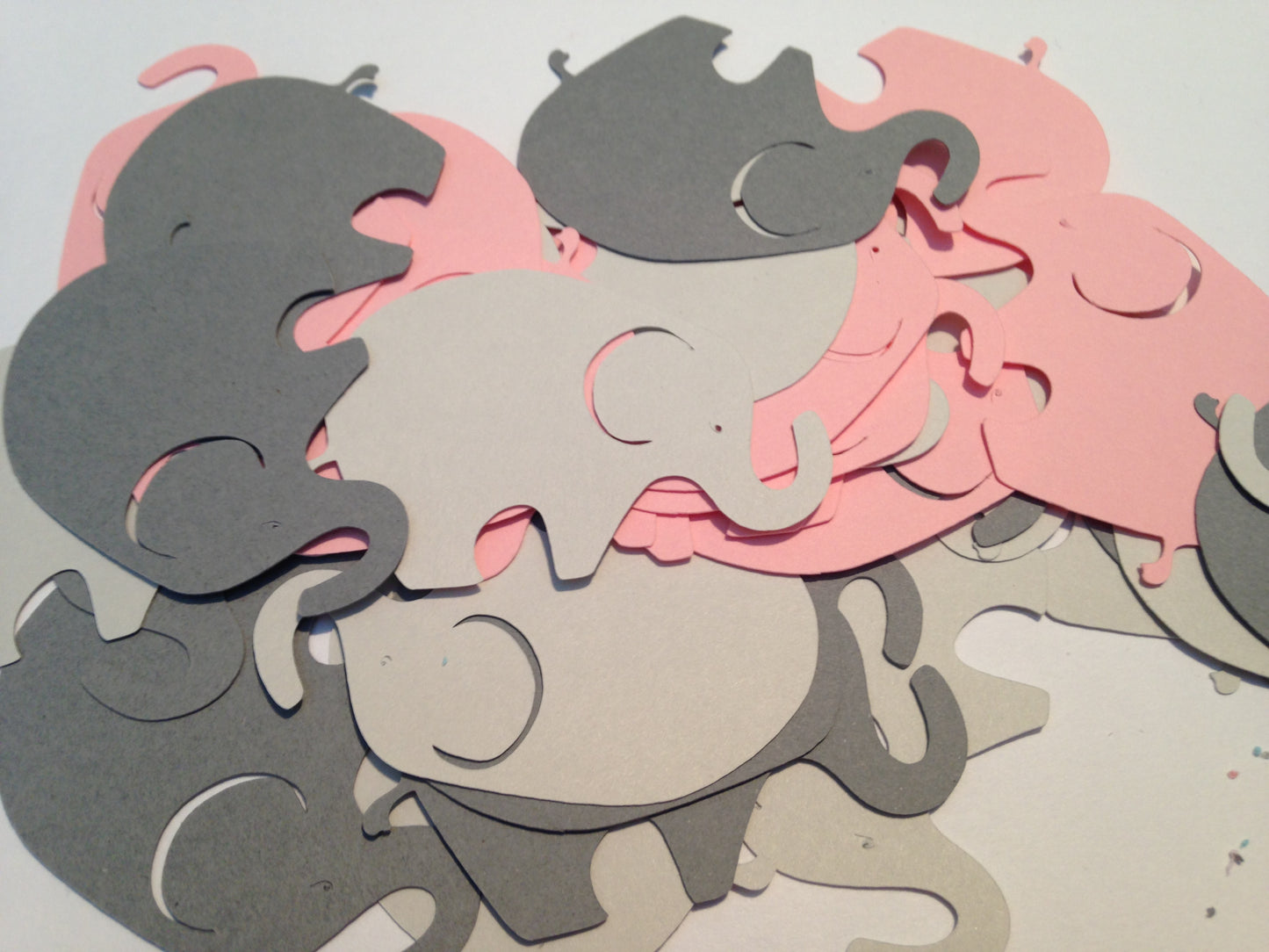 50 Pink Gray Elephant Confetti Die Cuts, 2 Inch Baby Shower Decorations, Elephant Baby Shower Table Scatter, Girl Baby Shower Party Decor