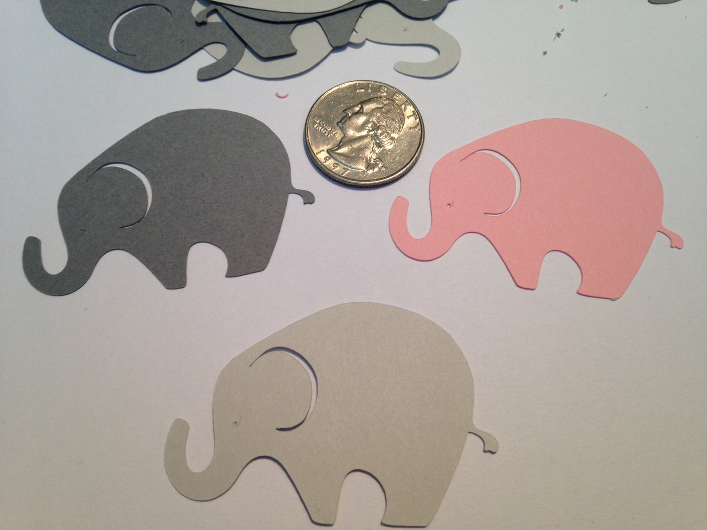 50 Pink Gray Elephant Confetti Die Cuts, 2 Inch Baby Shower Decorations, Elephant Baby Shower Table Scatter, Girl Baby Shower Party Decor