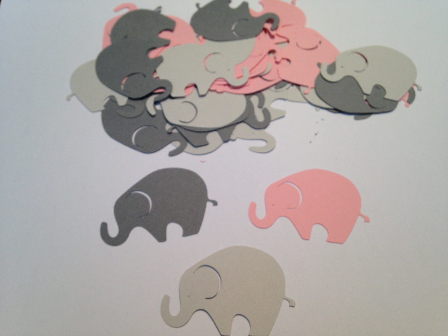50 Pink Gray Elephant Confetti Die Cuts, 2 Inch Baby Shower Decorations, Elephant Baby Shower Table Scatter, Girl Baby Shower Party Decor