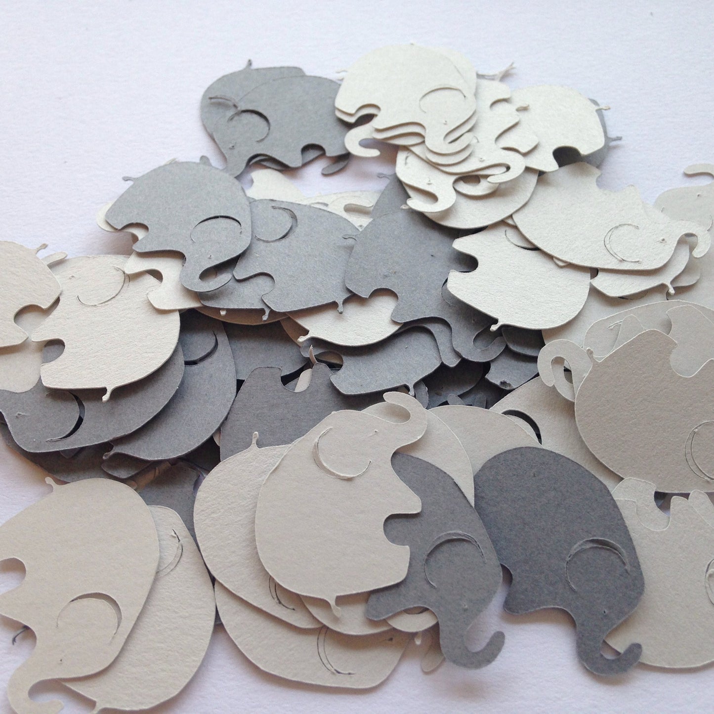 100 Elephant Confetti Cutouts – 1 Inch Dark Gray Light Gray Paper Elephants for Baby Shower, Scrapbooking & Craft Supplies