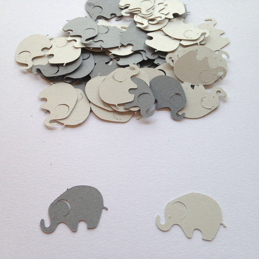 100 Elephant Confetti Cutouts – 1 Inch Dark Gray Light Gray Paper Elephants for Baby Shower, Scrapbooking & Craft Supplies