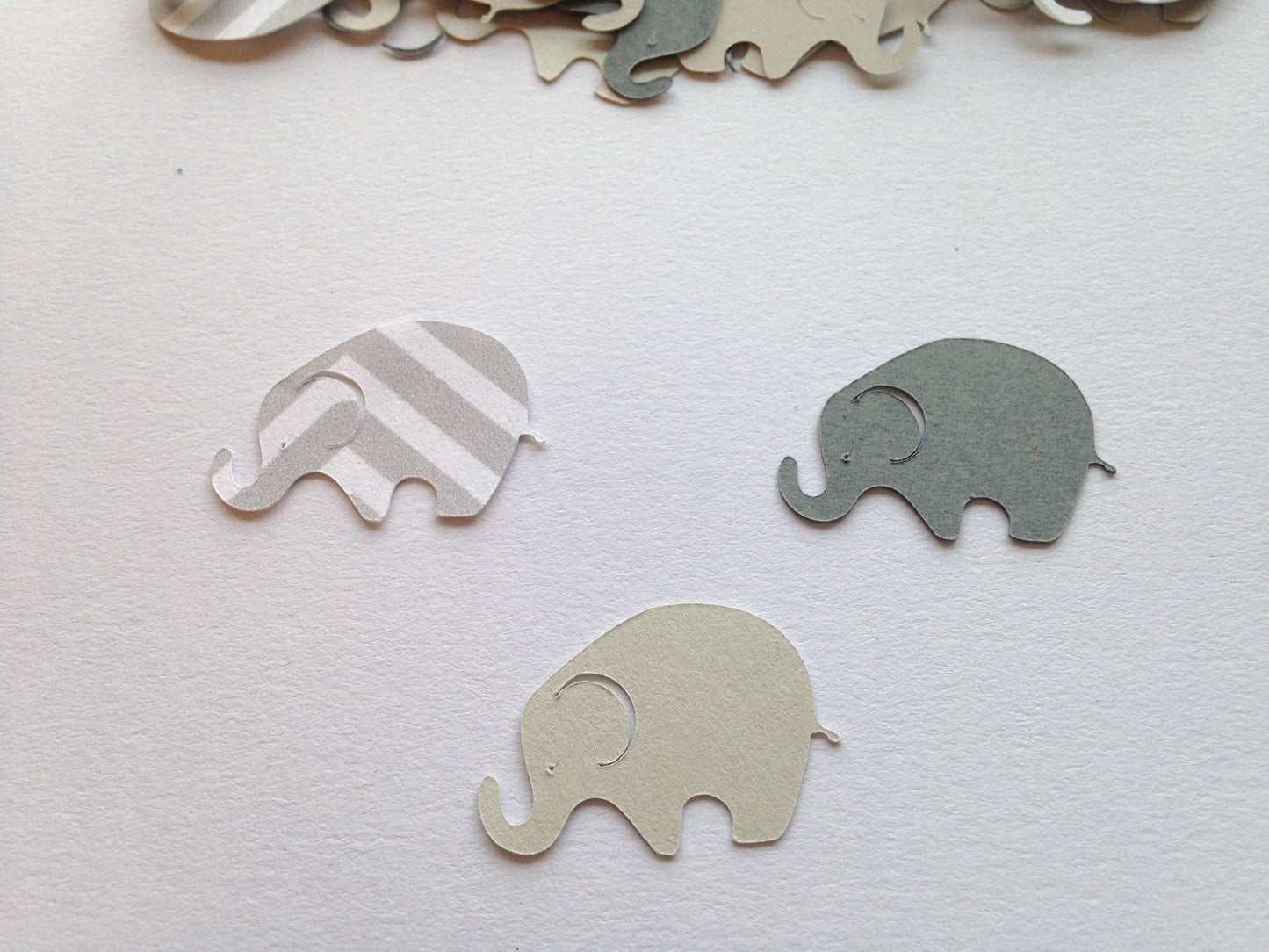 100 Gray Elephant Die Cuts – Neutral Baby Shower Confetti