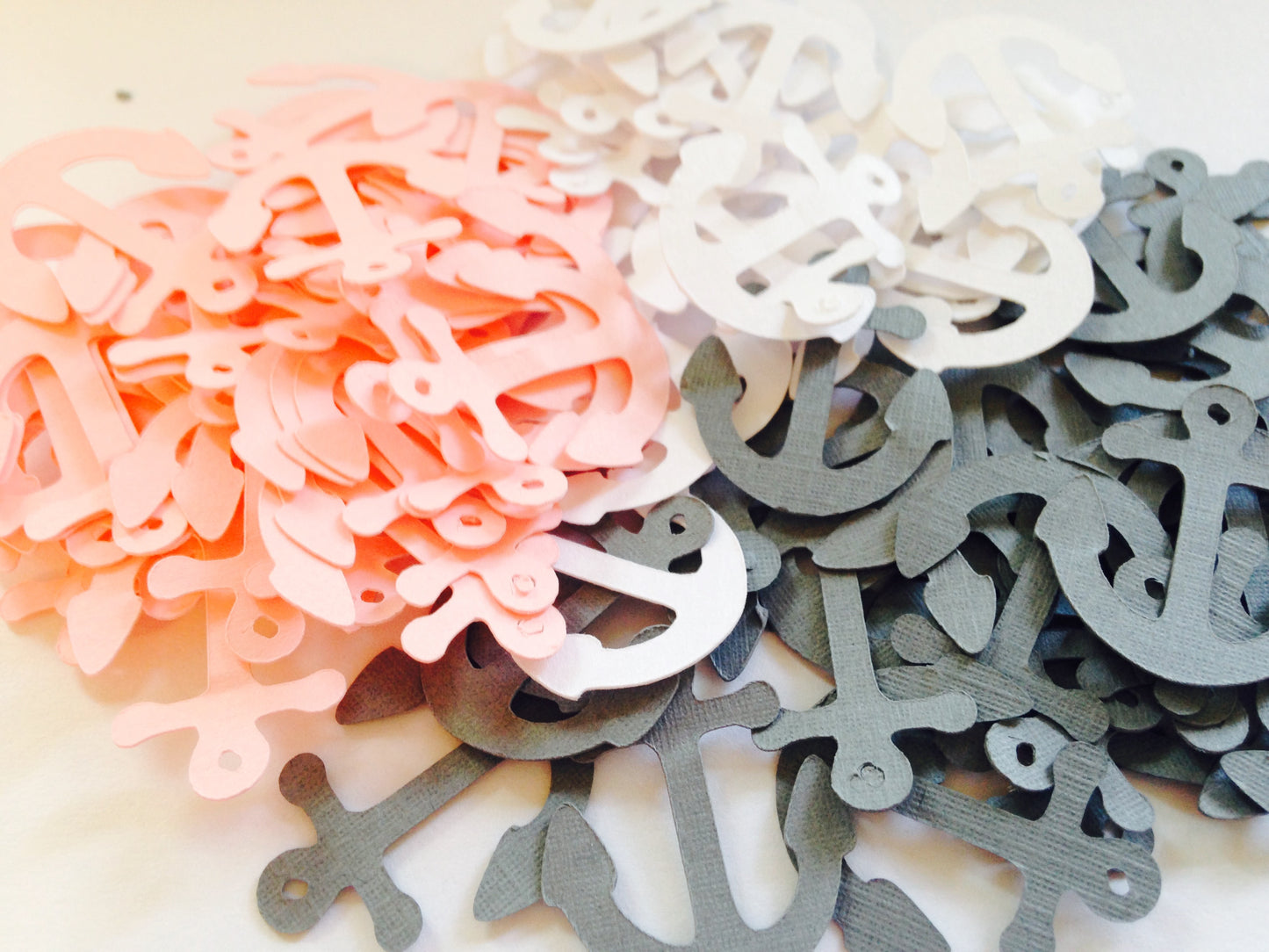 1 Inch Anchor Confetti – 100 Count – Pink, White & Gray Nautical Party Decorations