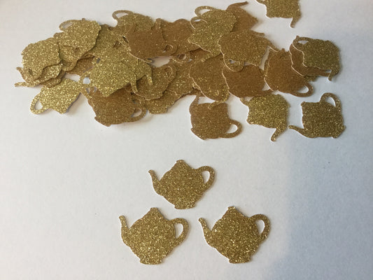 Gold Glitter Teapot Confetti, Table Confetti, Tea Party Decoration, Gold Teapot, 100 pieces