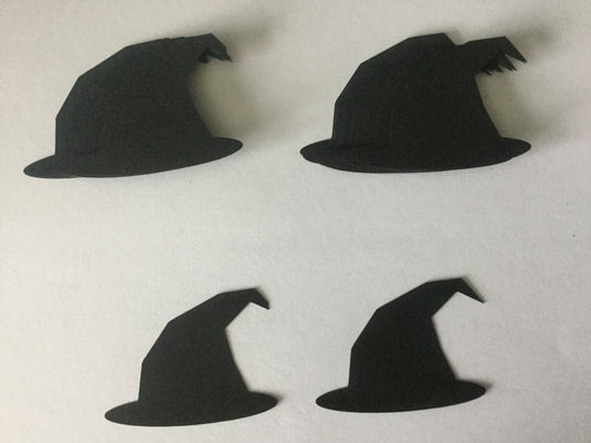 48 Black Witch Hat Die Cuts, Halloween Confetti, Witch Hat Cutouts, Halloween Party Decorations, Card Making, Scrapbook Embellishments