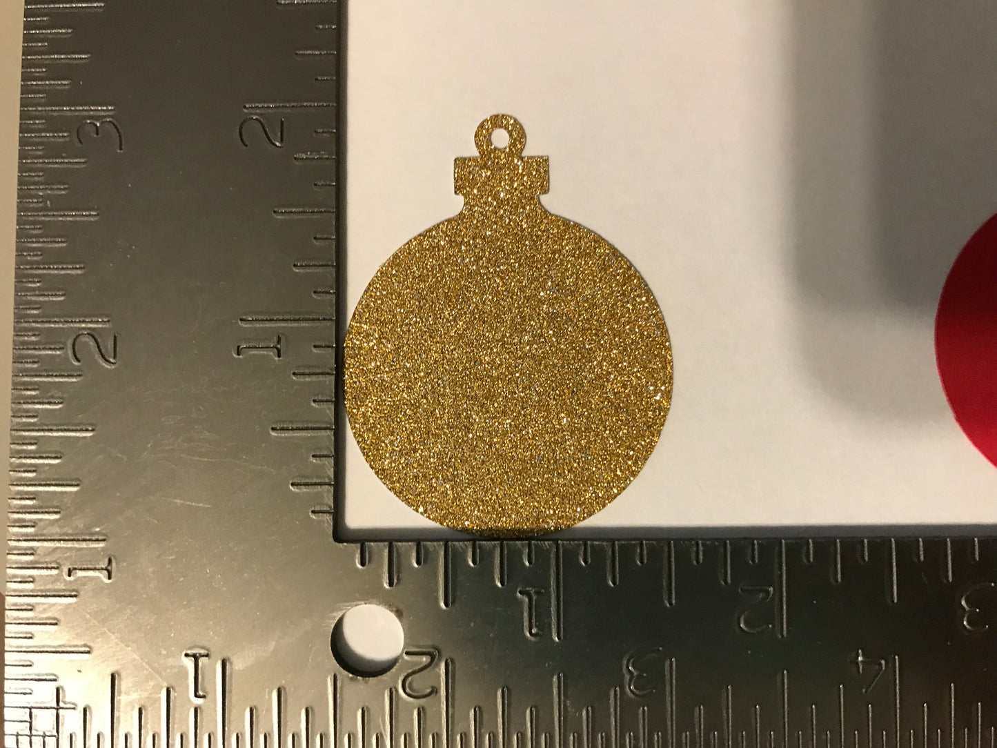 Christmas Ornament Cardstock Die Cuts – Red, Green & Gold Glitter Paper Cutouts for Crafts, Scrapbooking & Holiday Décor (Set of 75)