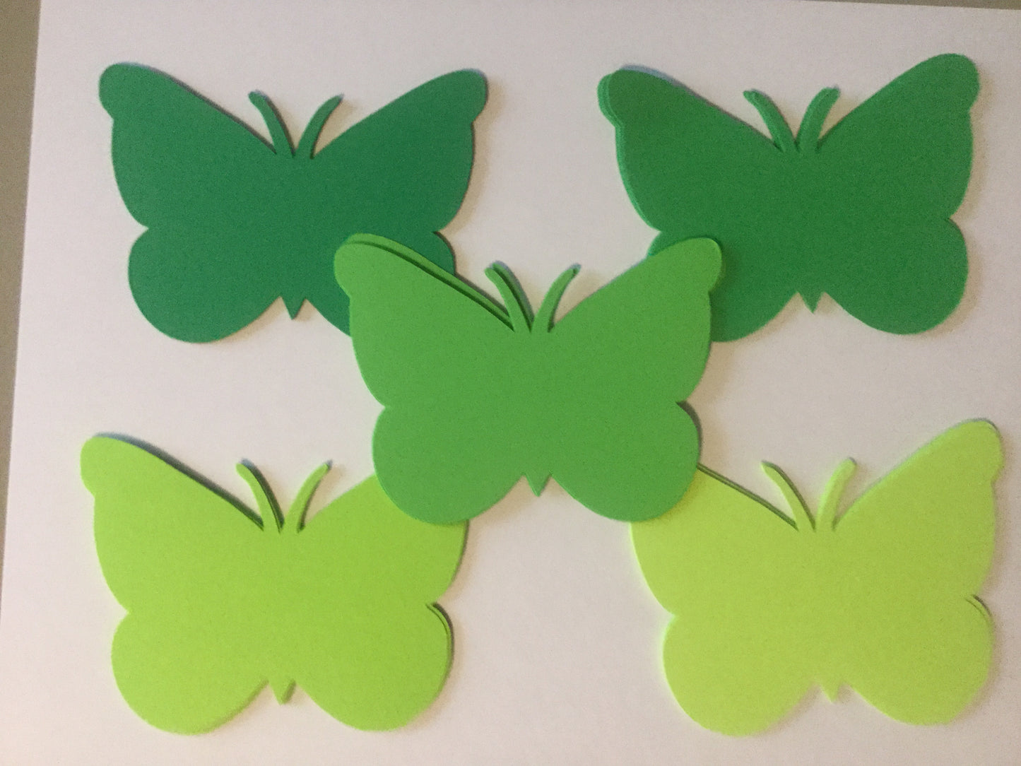 25 Shades of Green 3x4 Inch Paper Butterfly Die cuts Cutout Confetti Embellishments Scrapbooking