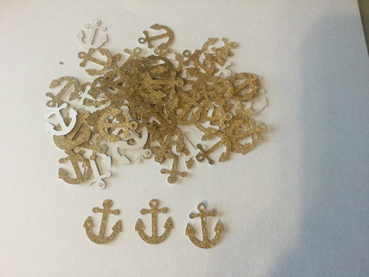 Gold Anchor Confetti Nautical Baby Shower Die Cut Anchor Cut out Embellishment Table Scatter 100 Pieces