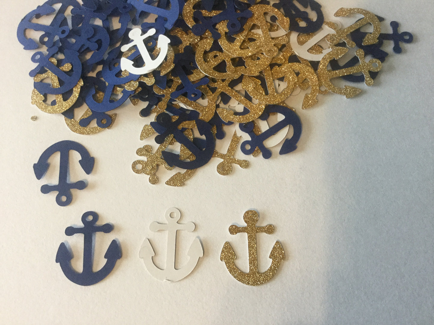 Navy Blue Gold Anchor Confetti
