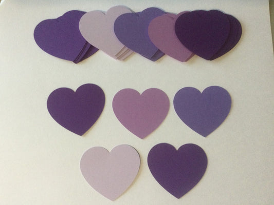50 Purple Heart Die Cuts Valentine Cutouts 2 Inch Paper Die Cuts