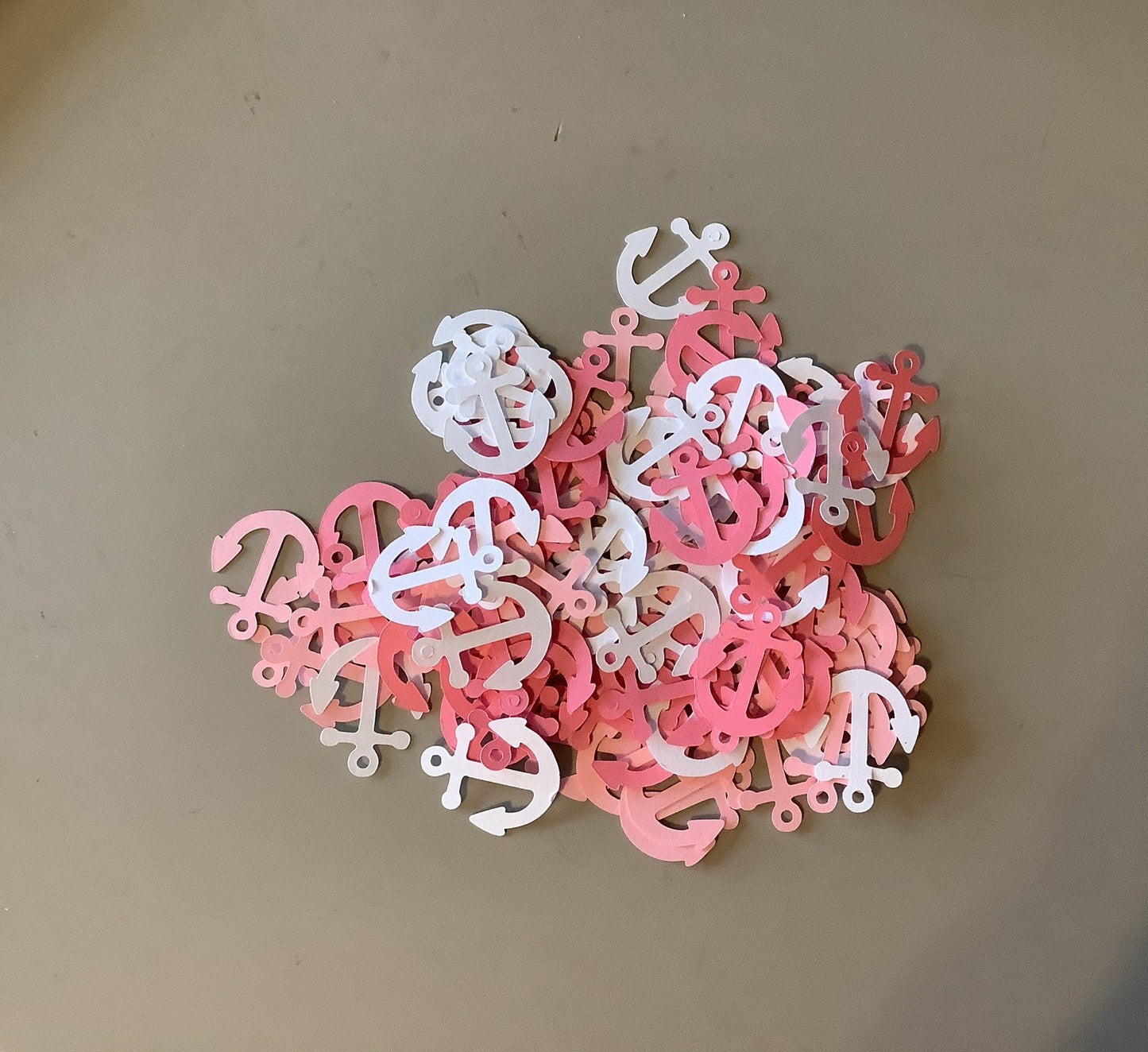 100 Pink White Anchor Confetti, Nautical Baby Shower, Nautical Theme, Nautical Confetti, Anchor Decor, Nautical Wedding