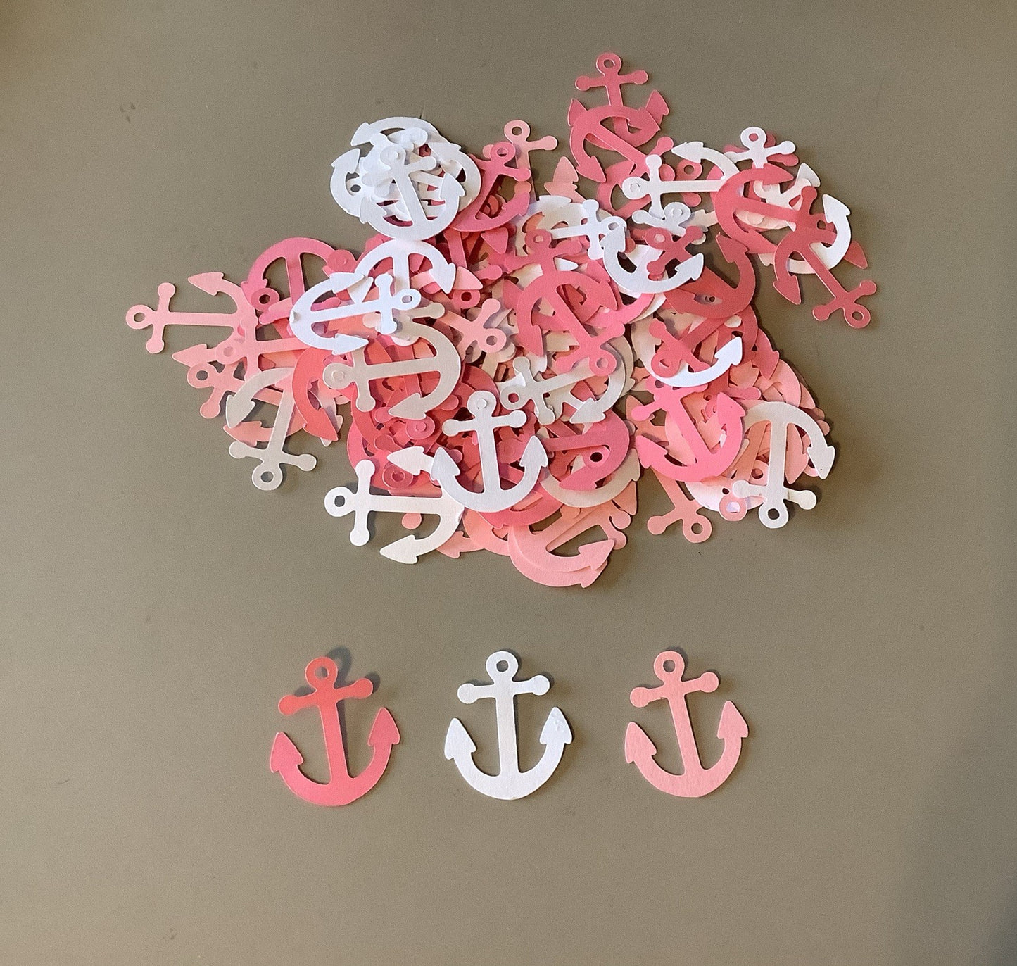 100 Pink White Anchor Confetti, Nautical Baby Shower, Nautical Theme, Nautical Confetti, Anchor Decor, Nautical Wedding