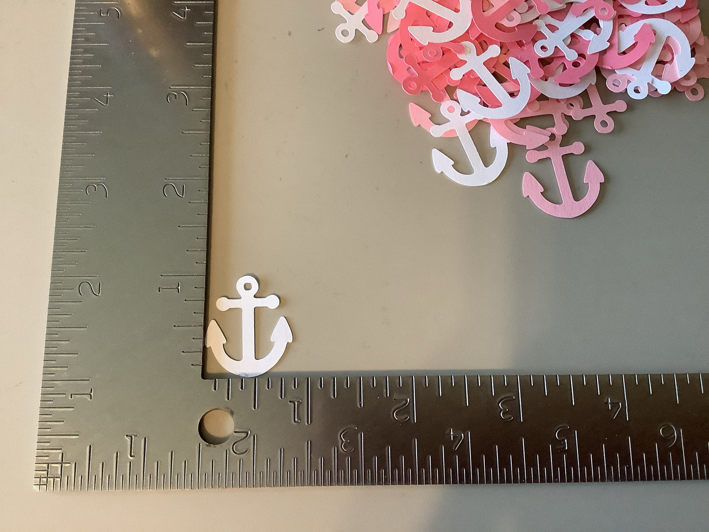 100 Pink White Anchor Confetti, Nautical Baby Shower, Nautical Theme, Nautical Confetti, Anchor Decor, Nautical Wedding