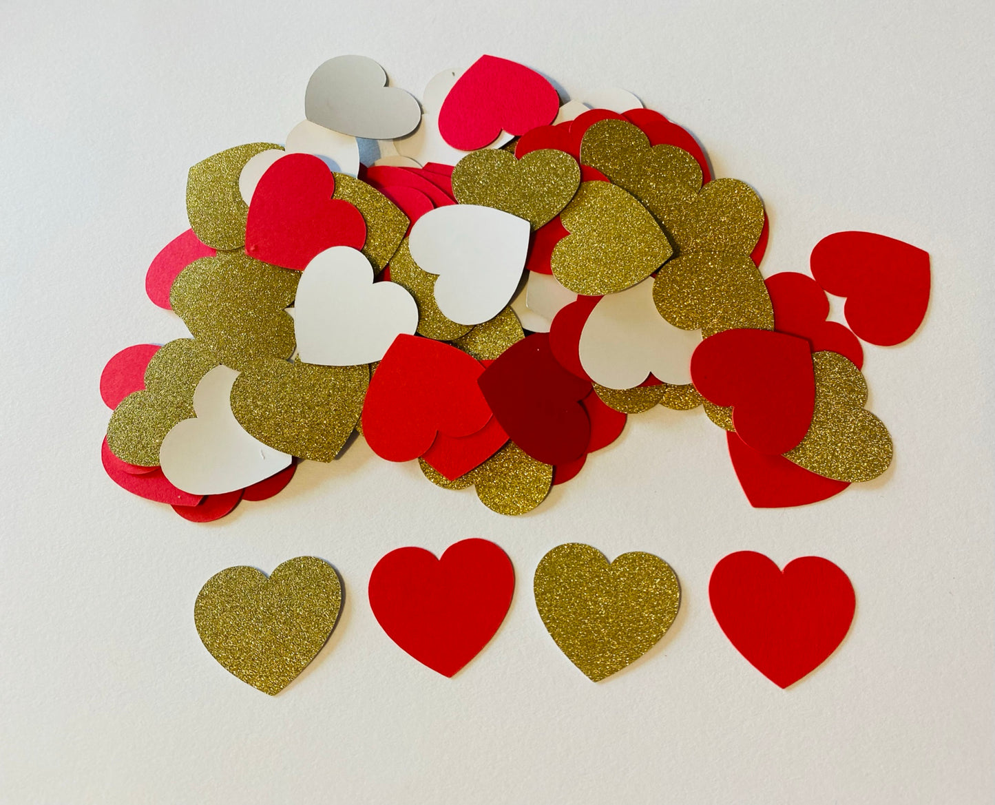 Red Gold Heart Confetti, Valentine Confetti, Heart Cut Out, Heart Die Cuts, Valentine Party Confetti, Wedding Confetti