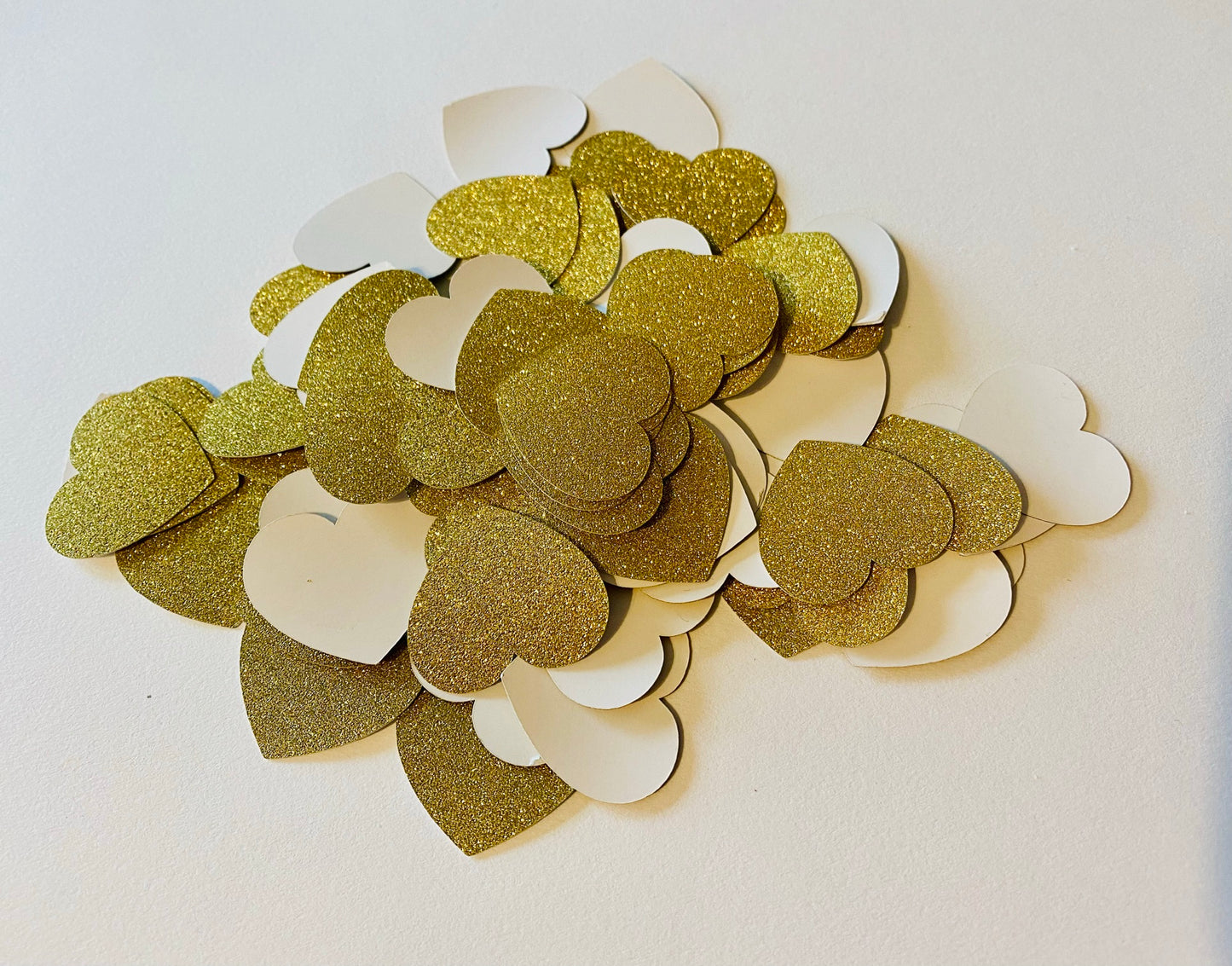 100 Gold Glitter Heart Confetti, Valentine Confetti, Valentine Cutout, Heart Die Cuts, Valentine Party Confetti, Wedding Confetti