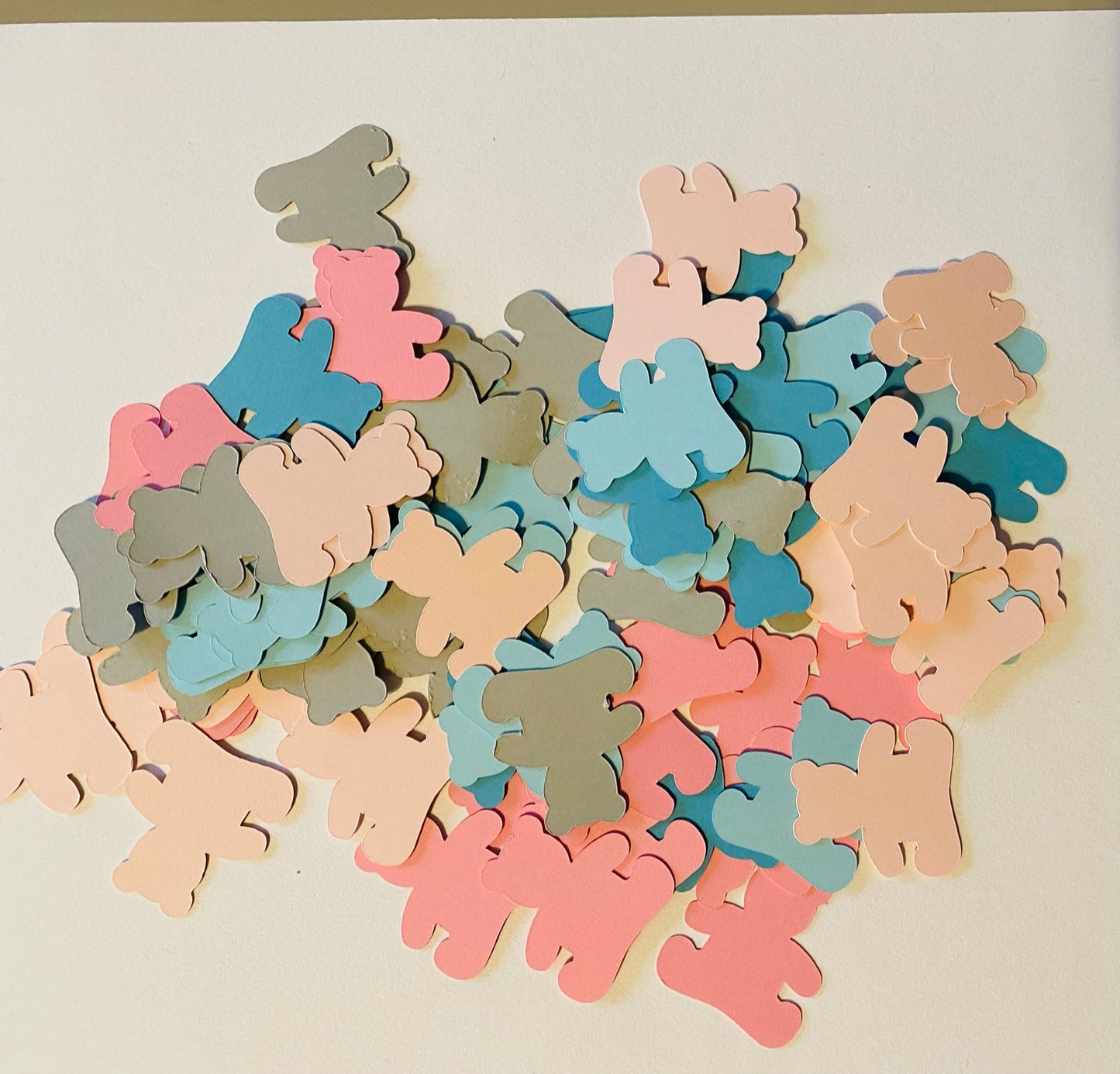 1 Inch Teddy Bear Die Cuts – 100 Count – Gender Reveal Pink Blue Gray