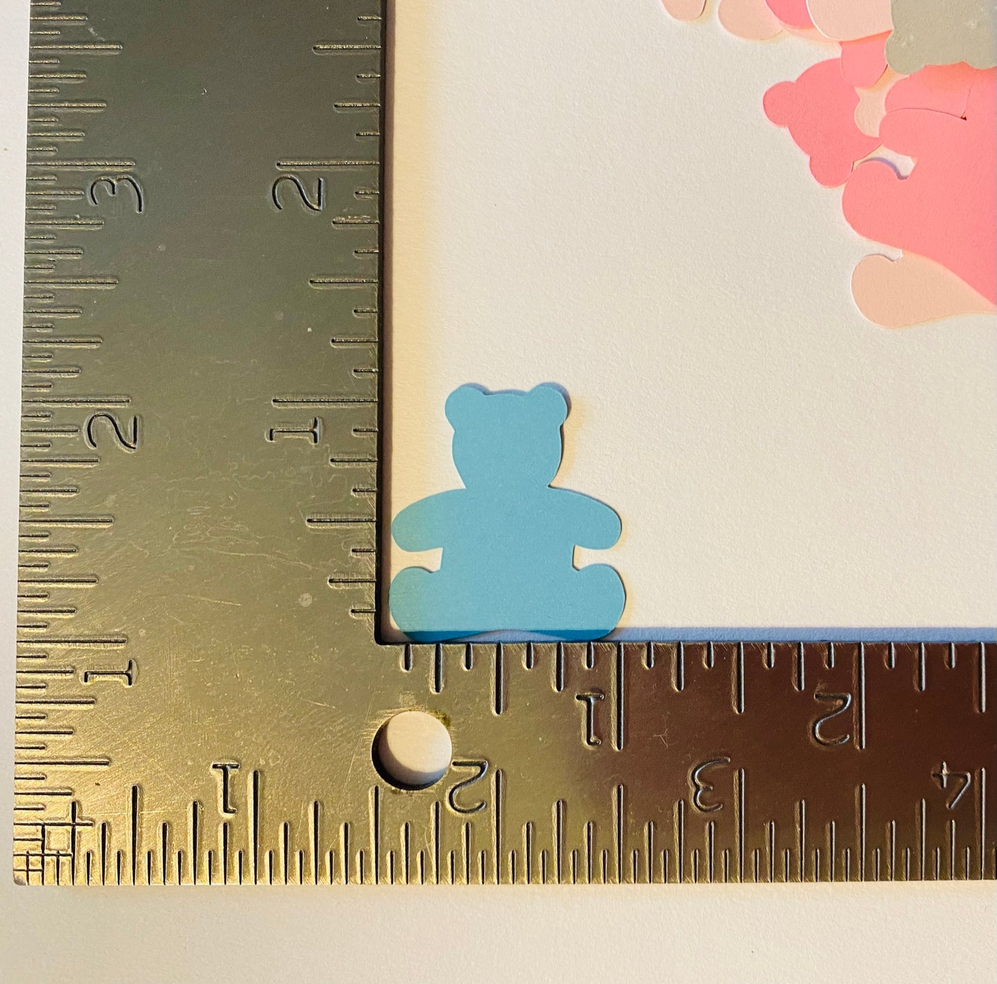 1 Inch Teddy Bear Die Cuts – 100 Count – Gender Reveal Pink Blue Gray