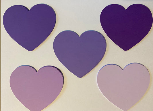 30 Count Purple Heart Cut Outs, Heart Die Cuts, Valentine Confetti, Valentine Cutouts,  Valentine Die Cuts, Wedding Die Cuts, 3 3/4 Inch