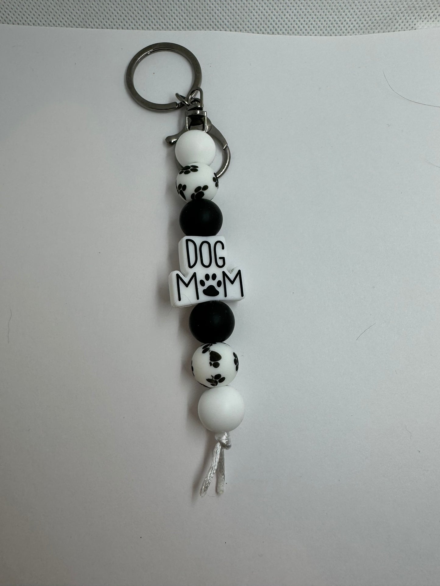 Dog Mom Keychain - Silicone Bead Keychain -  Black White Keychain - Gifts For Her -Silicone Keychains - Diaper Bag Keychains - Pet Keychains