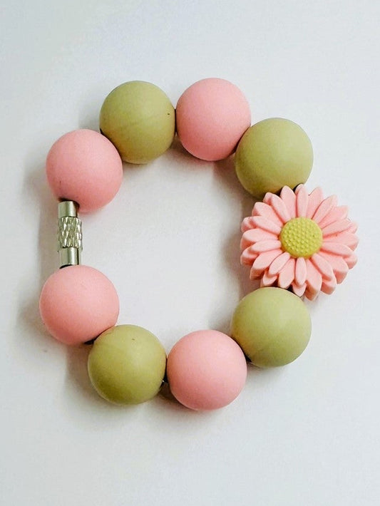Pink Tan Daisy Cup Charm