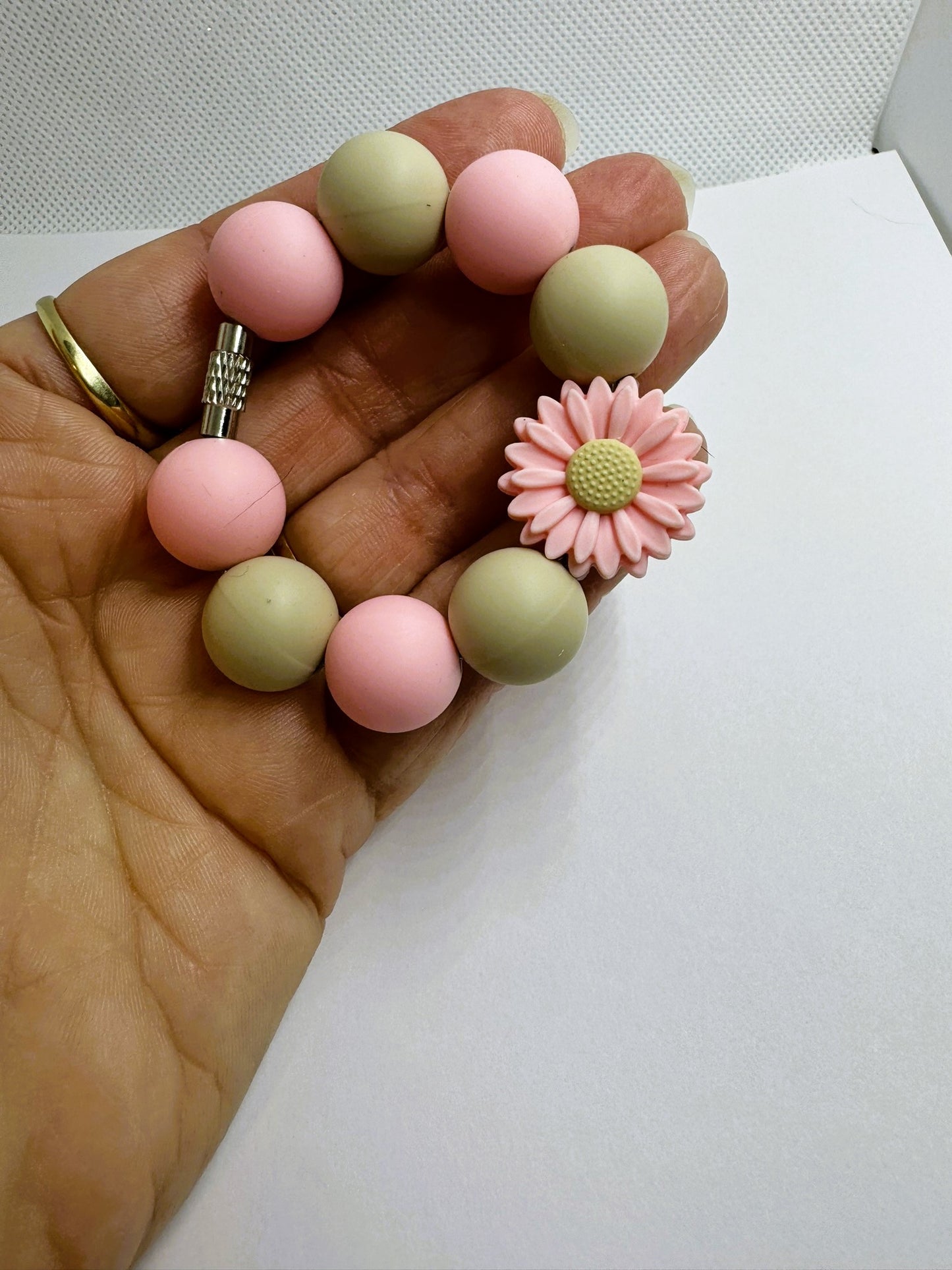 Pink Tan Daisy Cup Charm