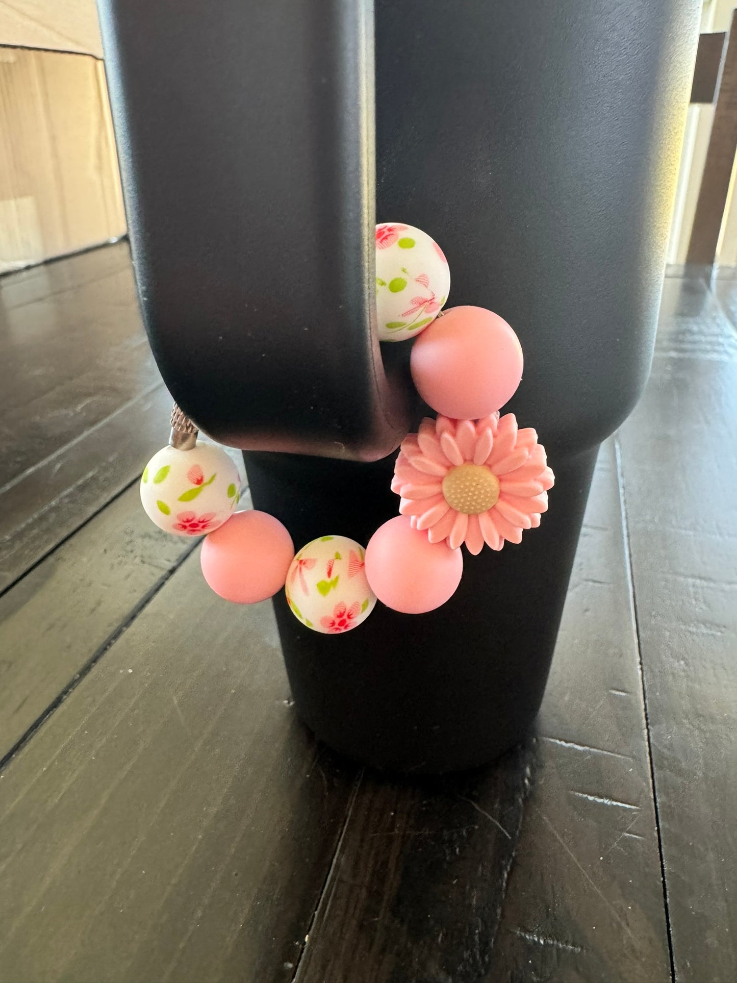 Pink Tan Daisy Cup Charm