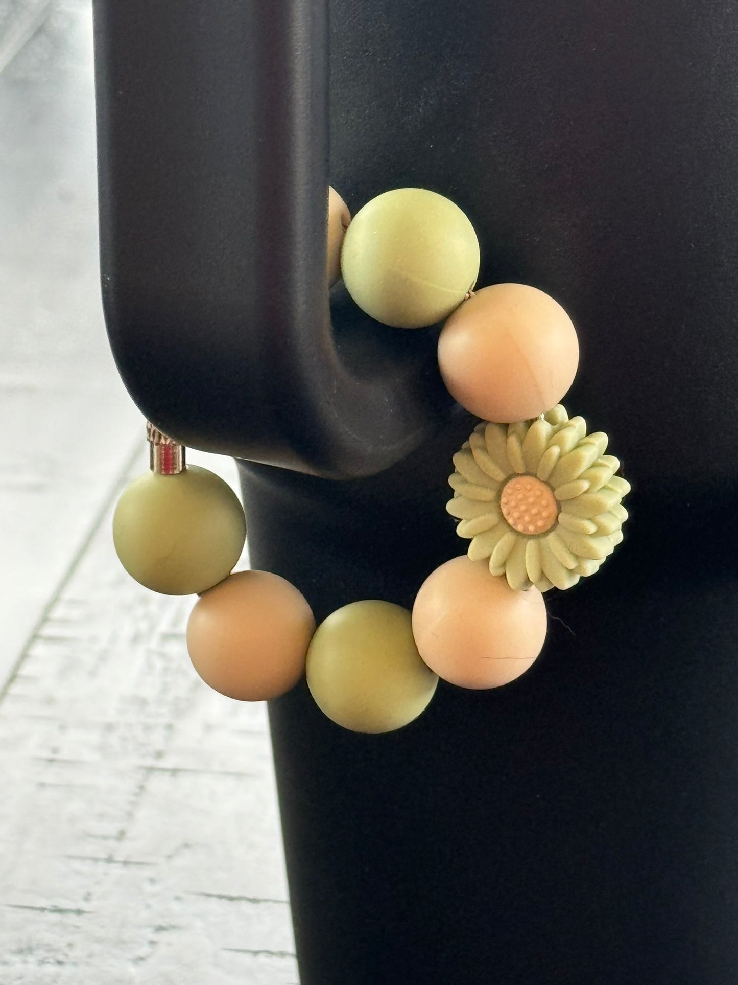 Tan Green Daisy Cup Charm Cup